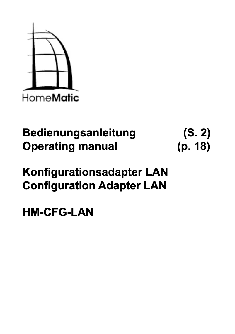 Image de la première page du manuel de l'appareil HM-CFG-LAN