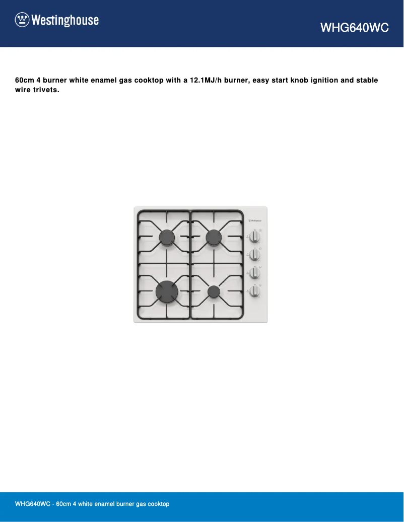 Image de la première page du manuel de l'appareil WHG640WC