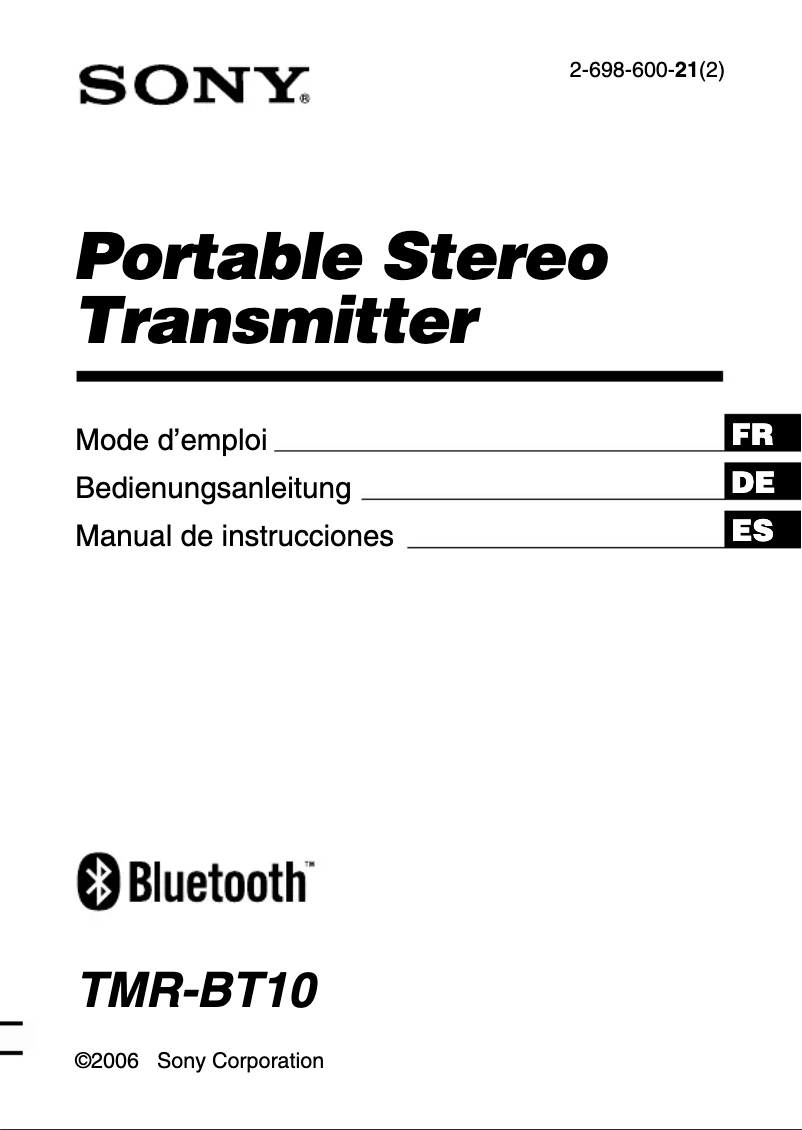 Image de la première page du manuel de l'appareil TMR-BT10