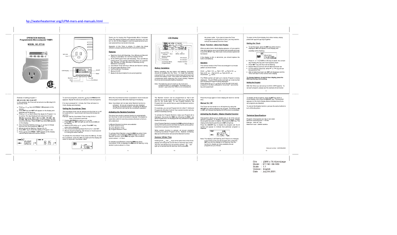 Page 1 de la notice Manuel utilisateur UPM ET160