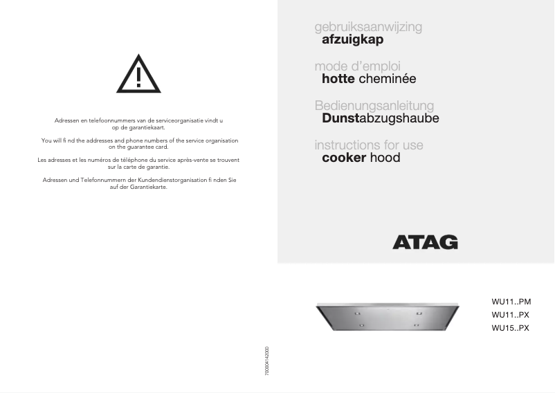 Page 1 de la notice Manuel utilisateur Atag WU1111PX