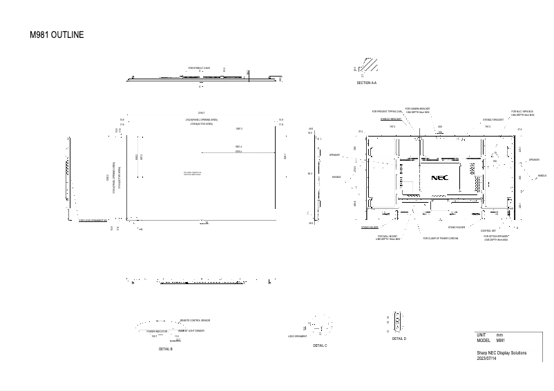 Imagen de la primera página del manual del dispositivo MultiSync M981