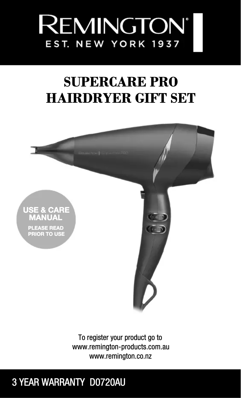Page n°1 - Manuel utilisateur Remington Supercare Pro D0720AU