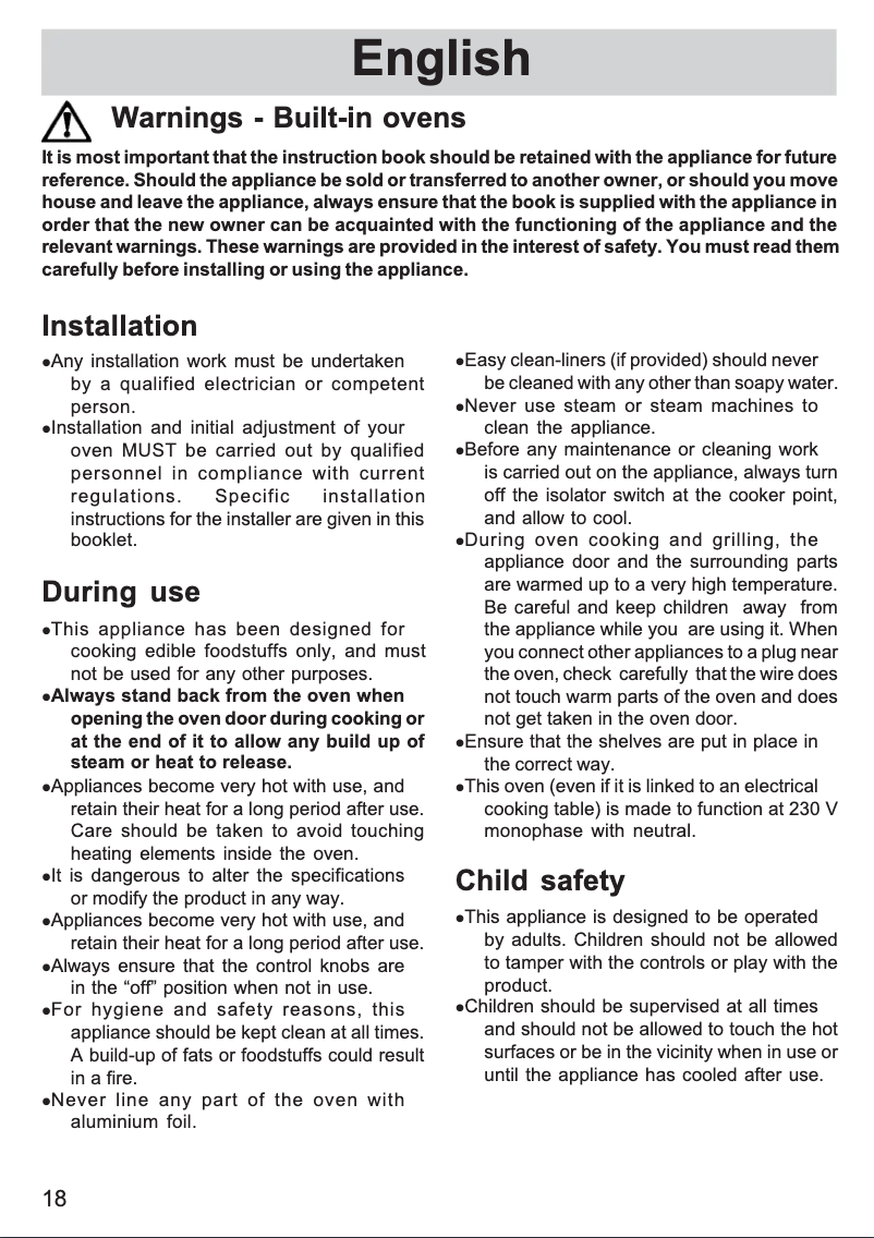 Page 1 de la notice Manuel utilisateur Zanussi ZOB 654 X
