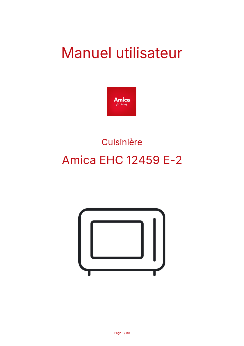 Page n°1 - Manuel utilisateur Amica EHC 12459 E-2