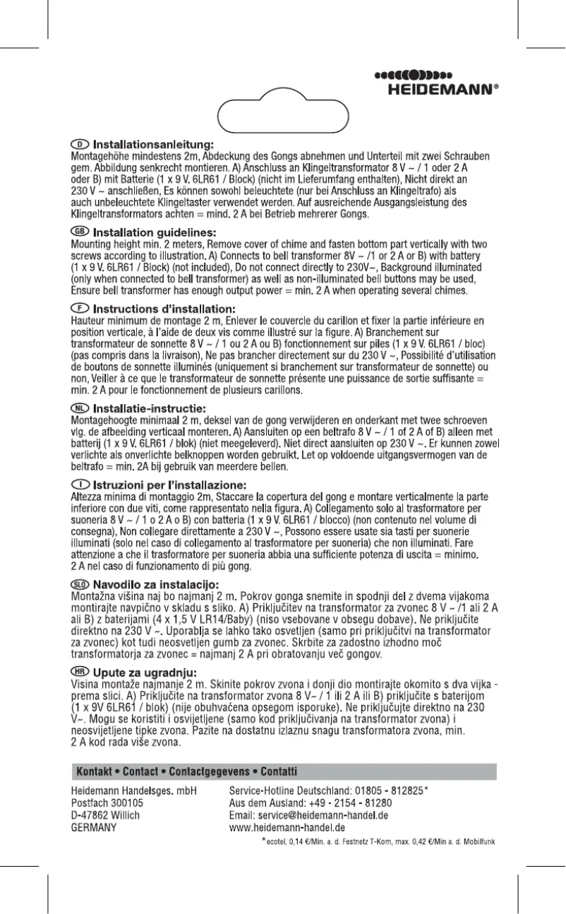 Page 1 de la notice Manuel utilisateur Heidemann 70149