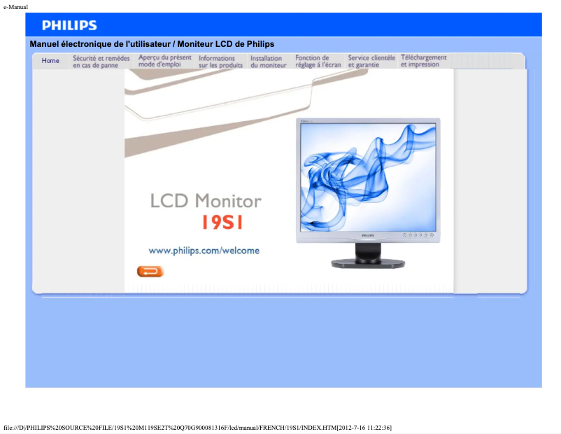 Image de la première page du manuel de l'appareil Brilliance 19S1SS