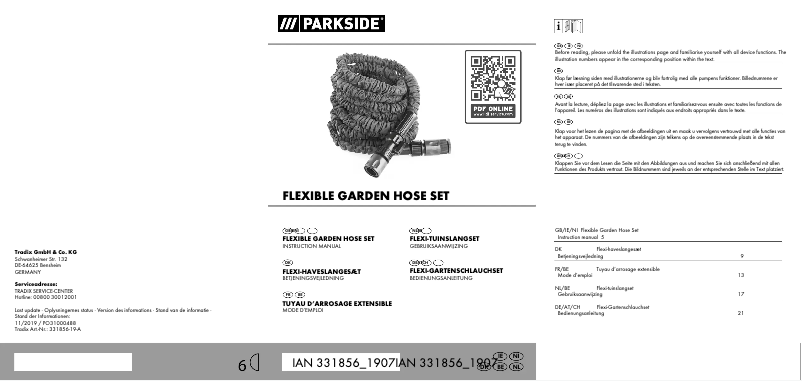 Page 1 de la notice Manuel utilisateur Parkside IAN 331856