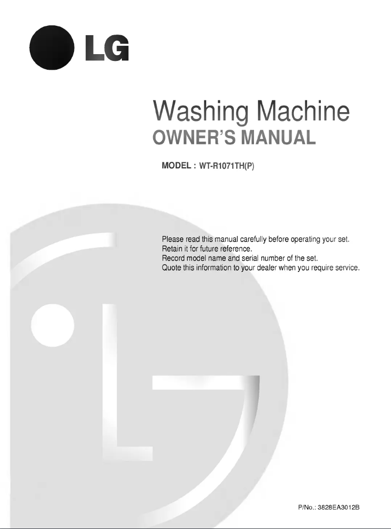 Page 1 de la notice Manuel utilisateur LG WT-R1071TH