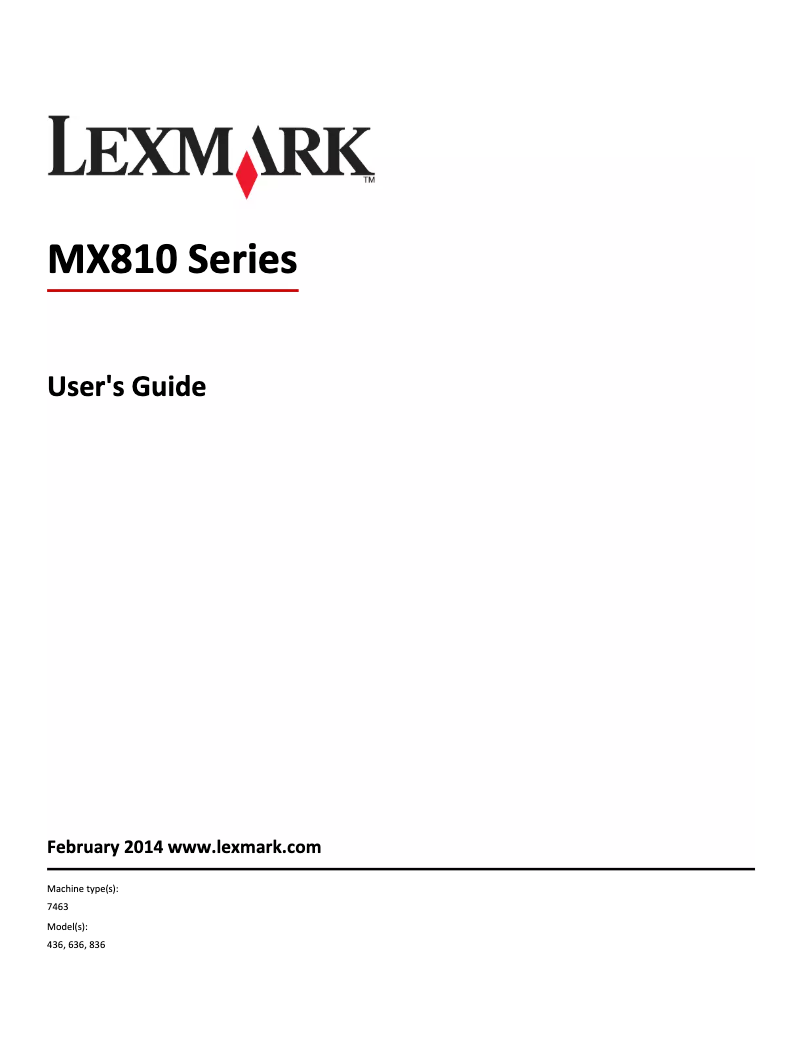 Page 1 de la notice Manuel utilisateur Lexmark MX811dfe