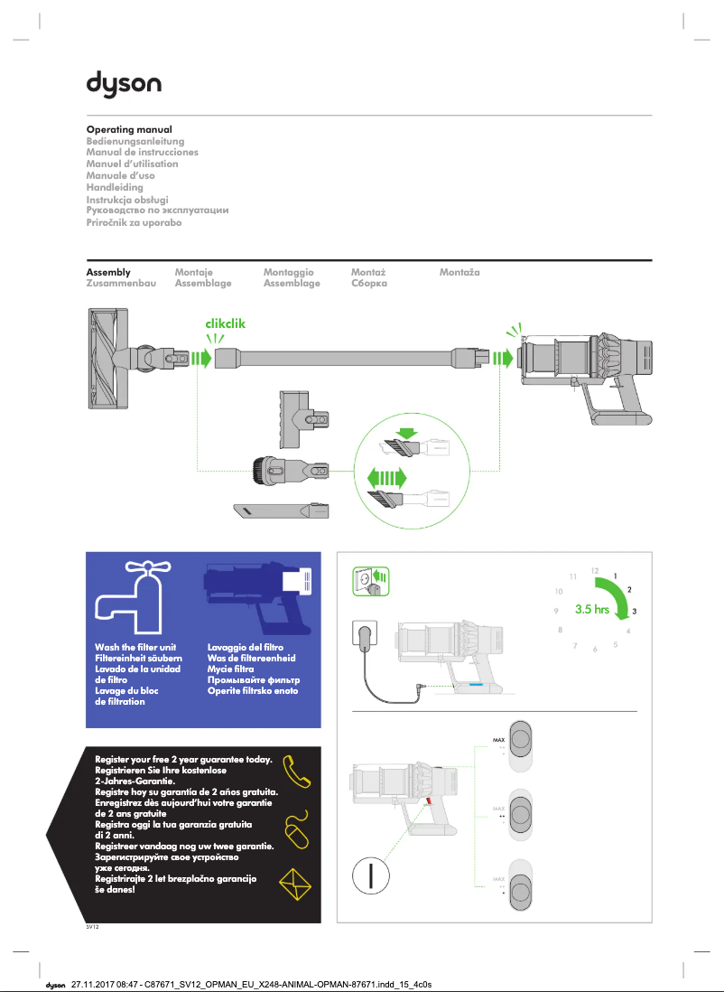 Page n°1 - Manuel utilisateur Dyson V10 Animal