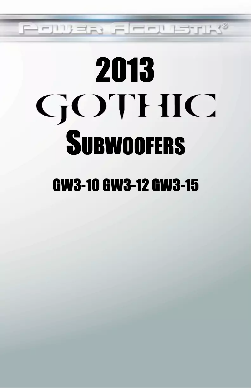 Page 1 de la notice Manuel utilisateur Power Acoustik Gothic GW3-12