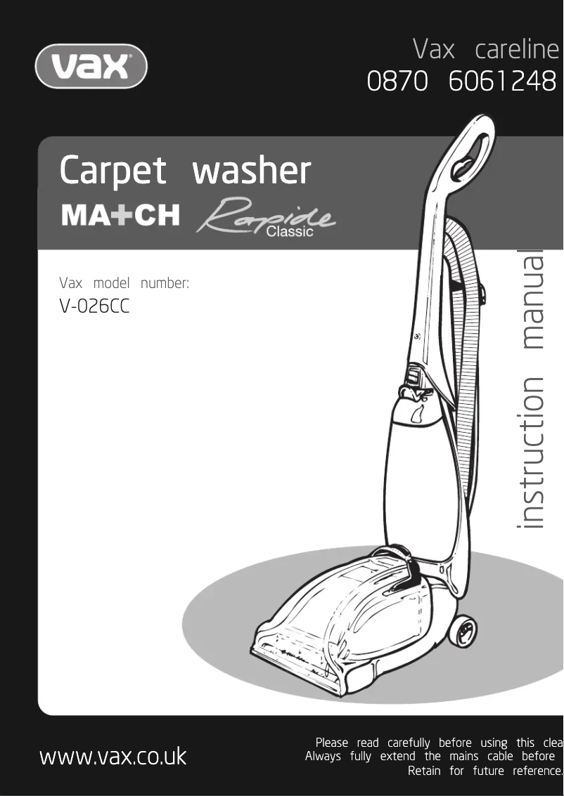 Image de la première page du manuel de l'appareil Rapide XL V-027CC