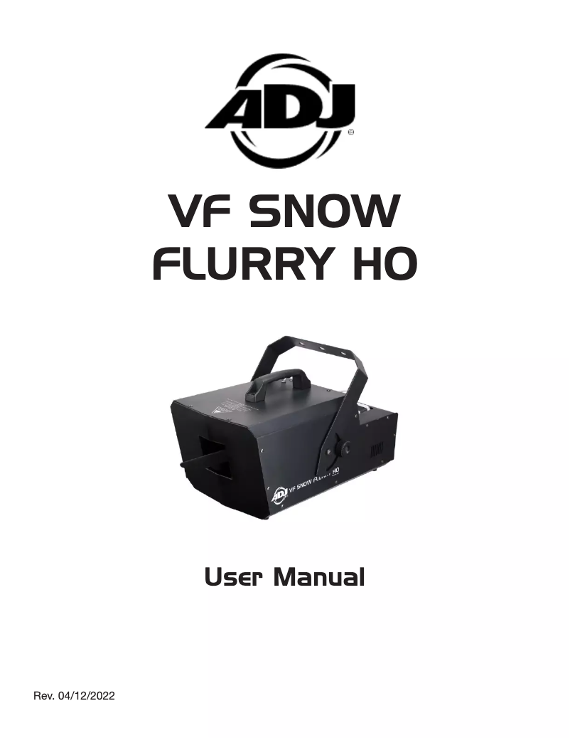 Page 1 de la notice Manuel utilisateur American DJ VF Snow Flurry HO