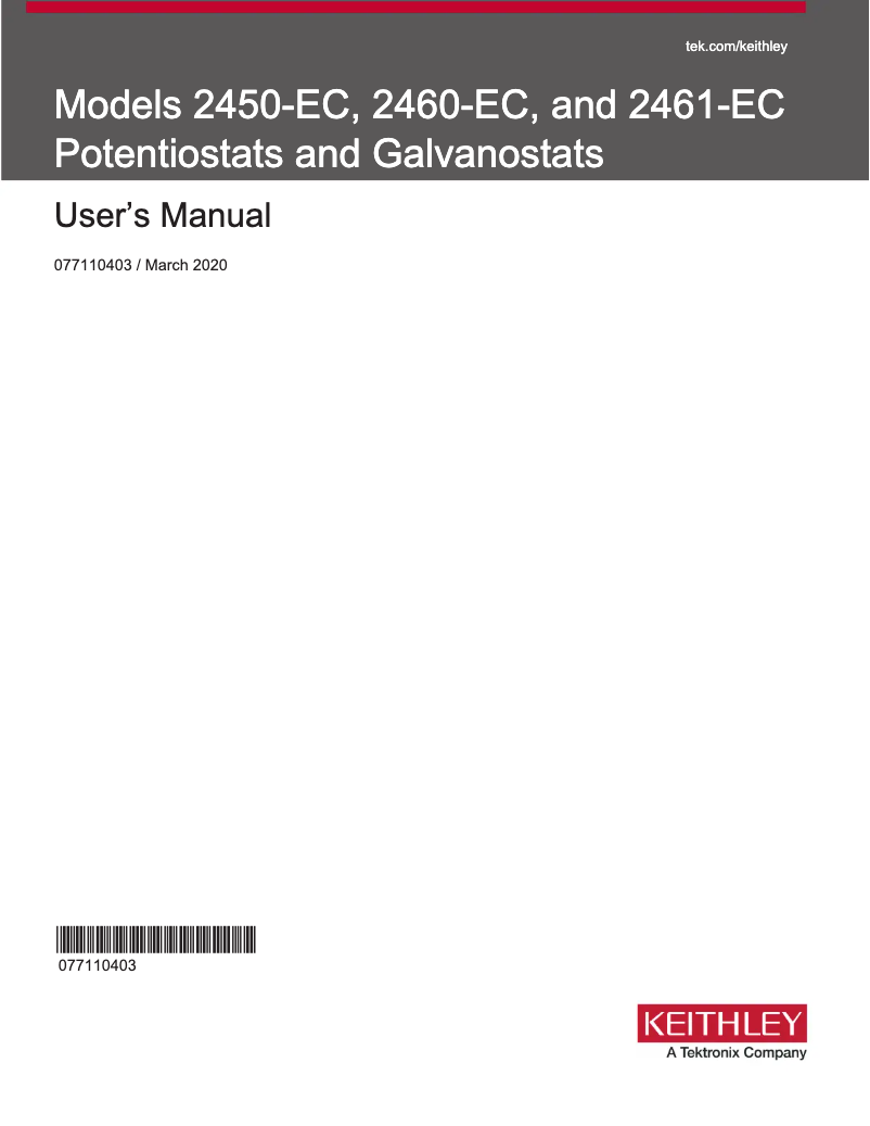 Page 1 de la notice Manuel utilisateur Tektronix 2460-EC