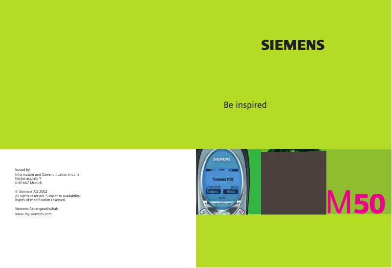 Image de la première page du manuel de l'appareil M50