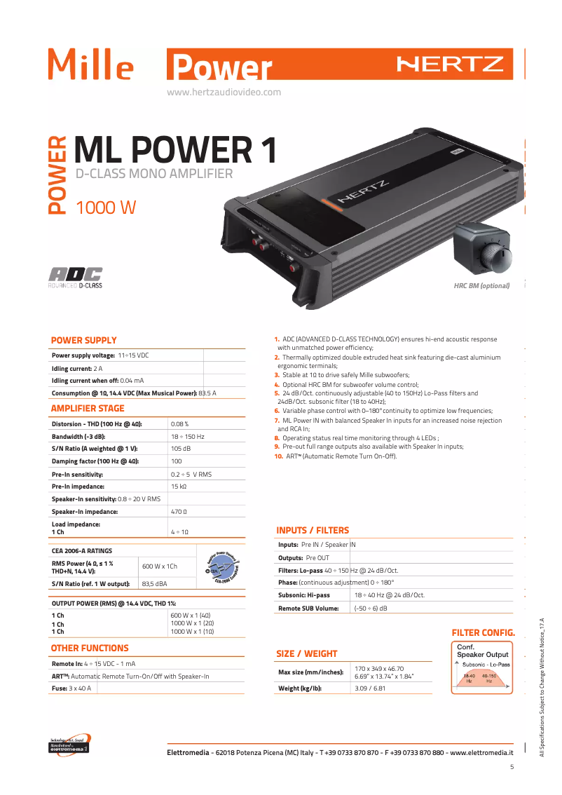 Image de la première page du manuel de l'appareil ML Power 1