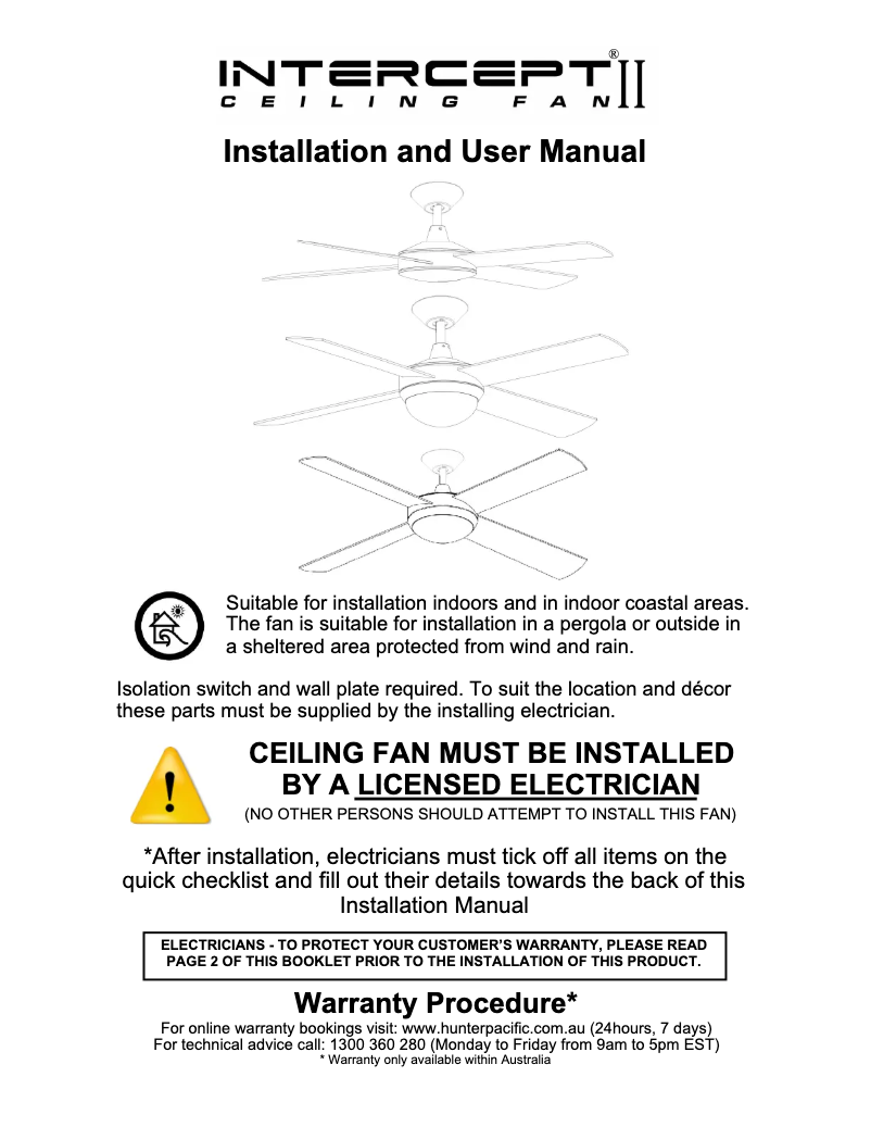 Page 1 de la notice Manuel utilisateur Hunter Intercept II