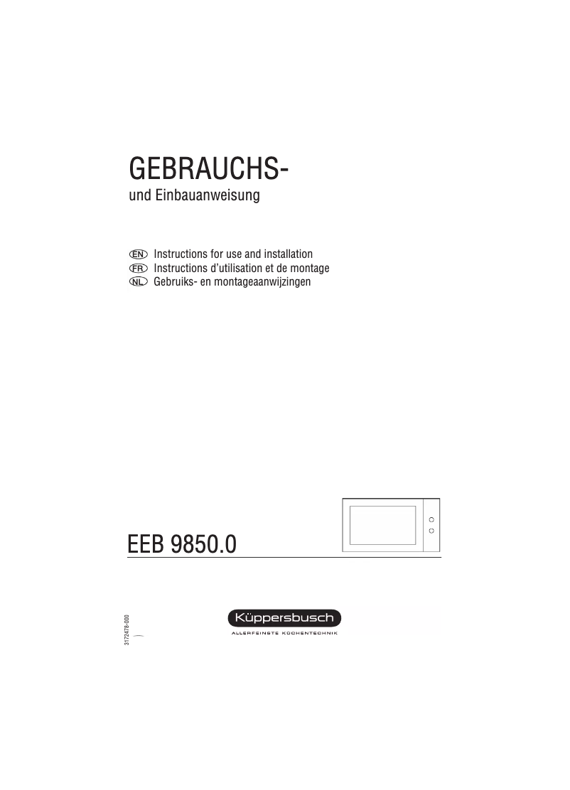 Page 1 de la notice Manuel utilisateur Küppersbusch EEB 9850.0