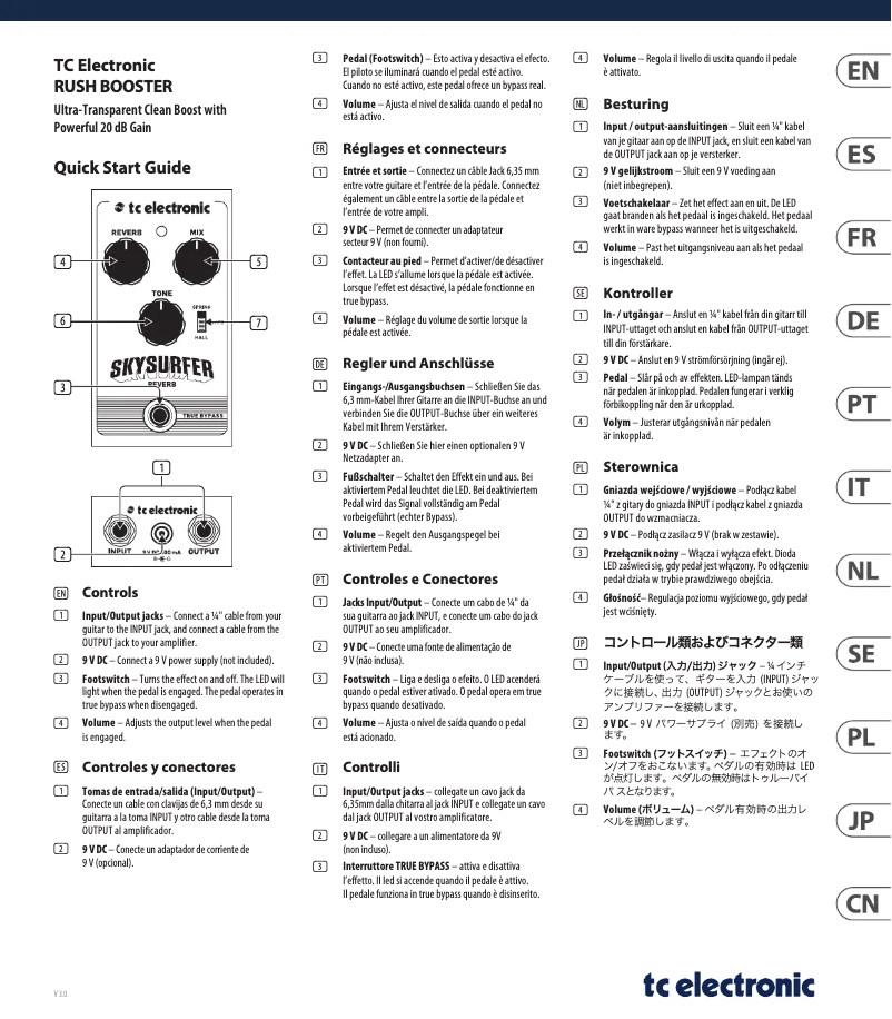 Page n°1 - Guide de démarrage rapide TC Electronic Rush Booster
