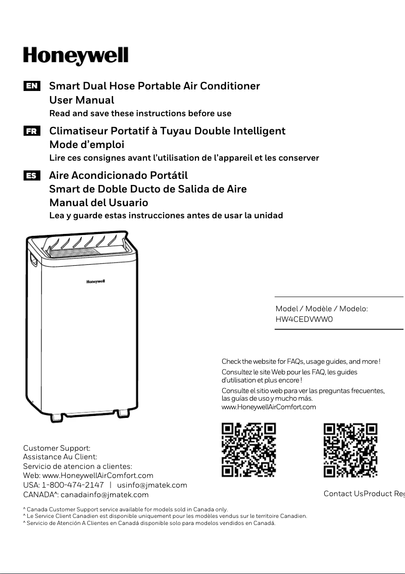 Page n°1 - Manuel utilisateur Honeywell HW4CEDVWW0