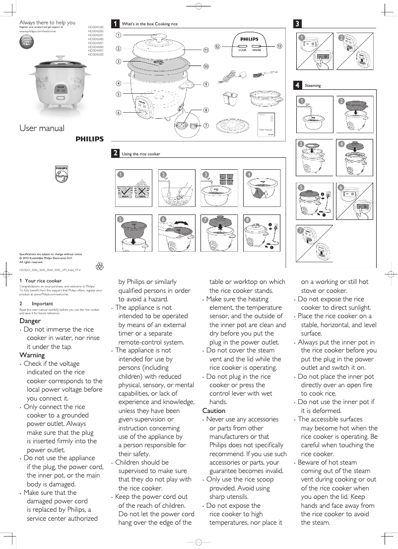 Page 1 de la notice Manuel utilisateur Philips Daily Collection HD3042