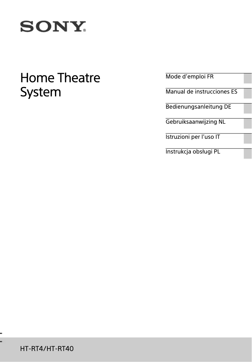 Page 1 de la notice Manuel utilisateur Sony HT-RT4