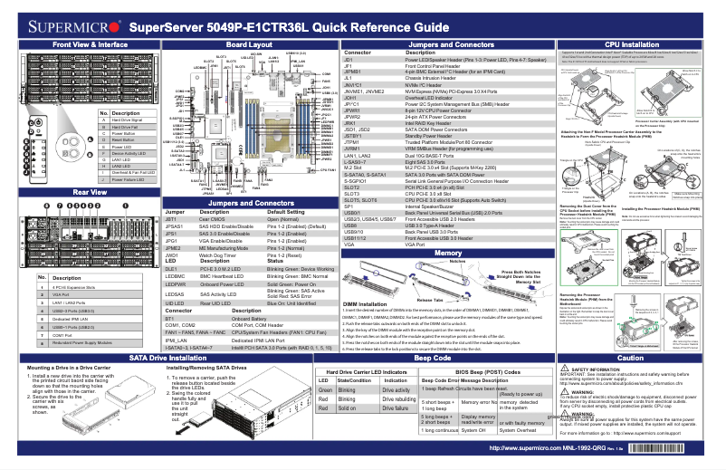 Page 1 de la notice Guide de démarrage rapide Supermicro SuperStorage 5049P-E1CTR36L