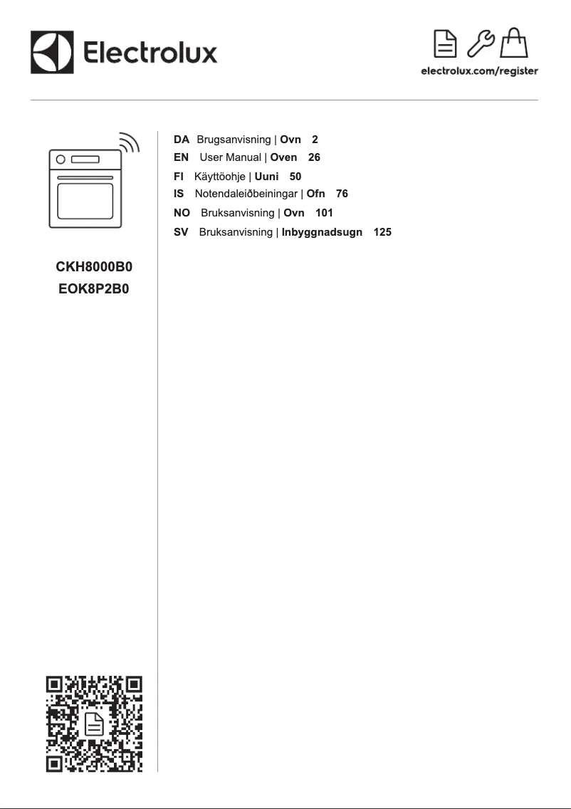 Page 1 de la notice Manuel utilisateur Electrolux CKH8000B0