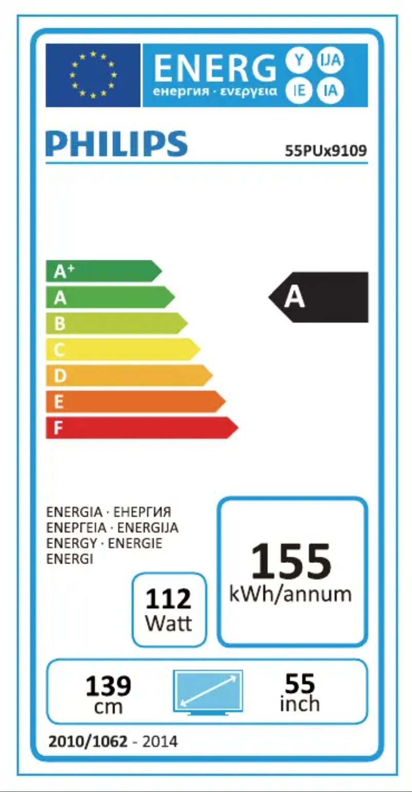 Page n°1 - Label énergétique Philips 55PUS9109