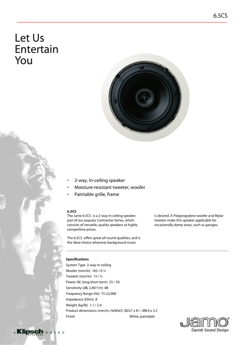 Página 1 del manual Ficha técnica Jamo 6.5CS