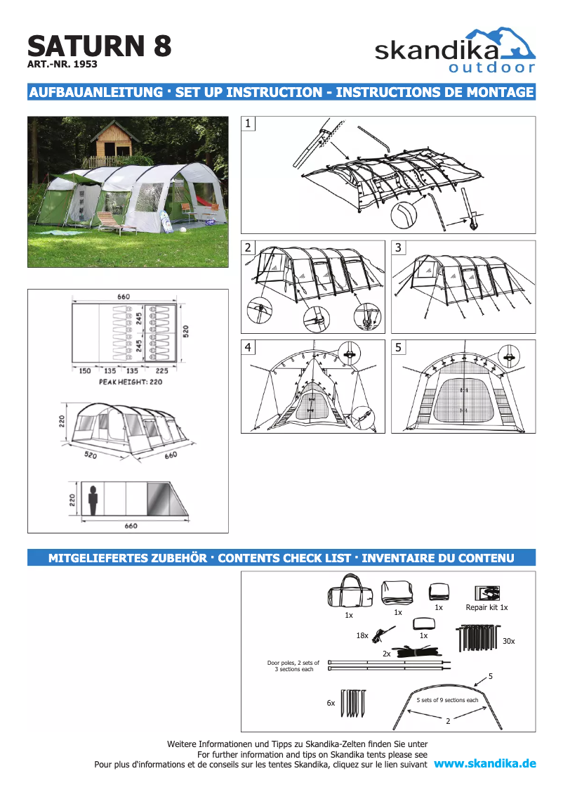 Page 1 de la notice Manuel utilisateur Skandika Saturn 8