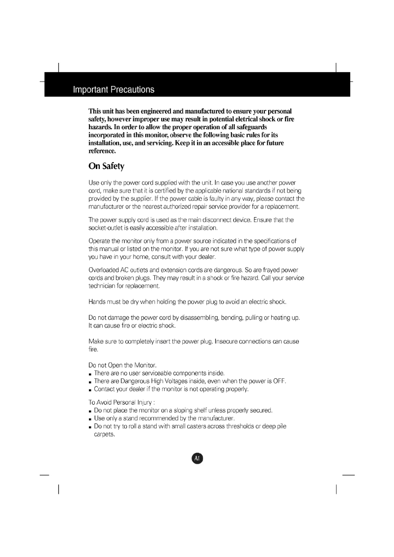 Page n°1 - Manuel utilisateur LG 702S