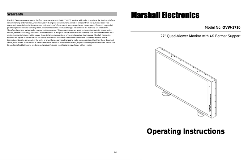 Page n°1 - Manuel utilisateur Marshall QVW-2710