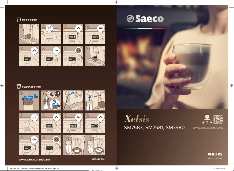 Image de la première page du manuel de l'appareil Saeco Xelsis SM7581