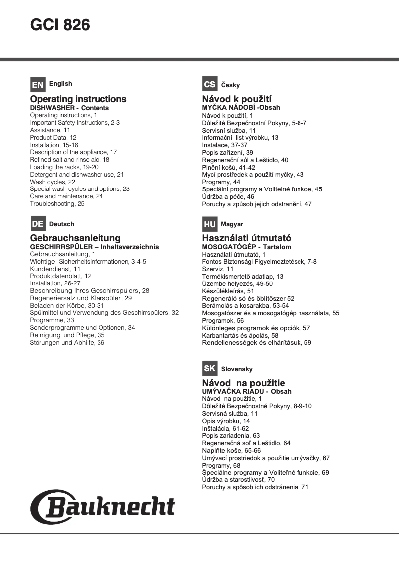 Page n°1 - Manuel utilisateur Bauknecht GCI 826