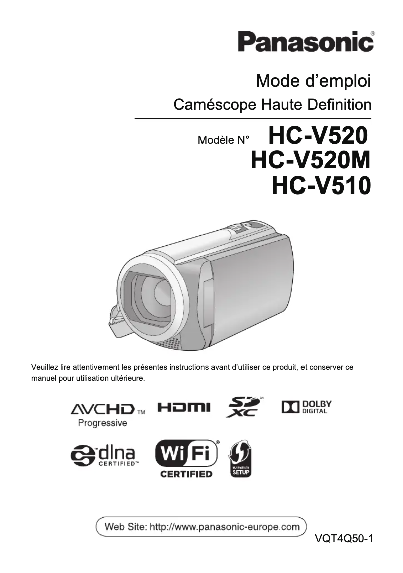 Image de la première page du manuel de l'appareil HC-V520