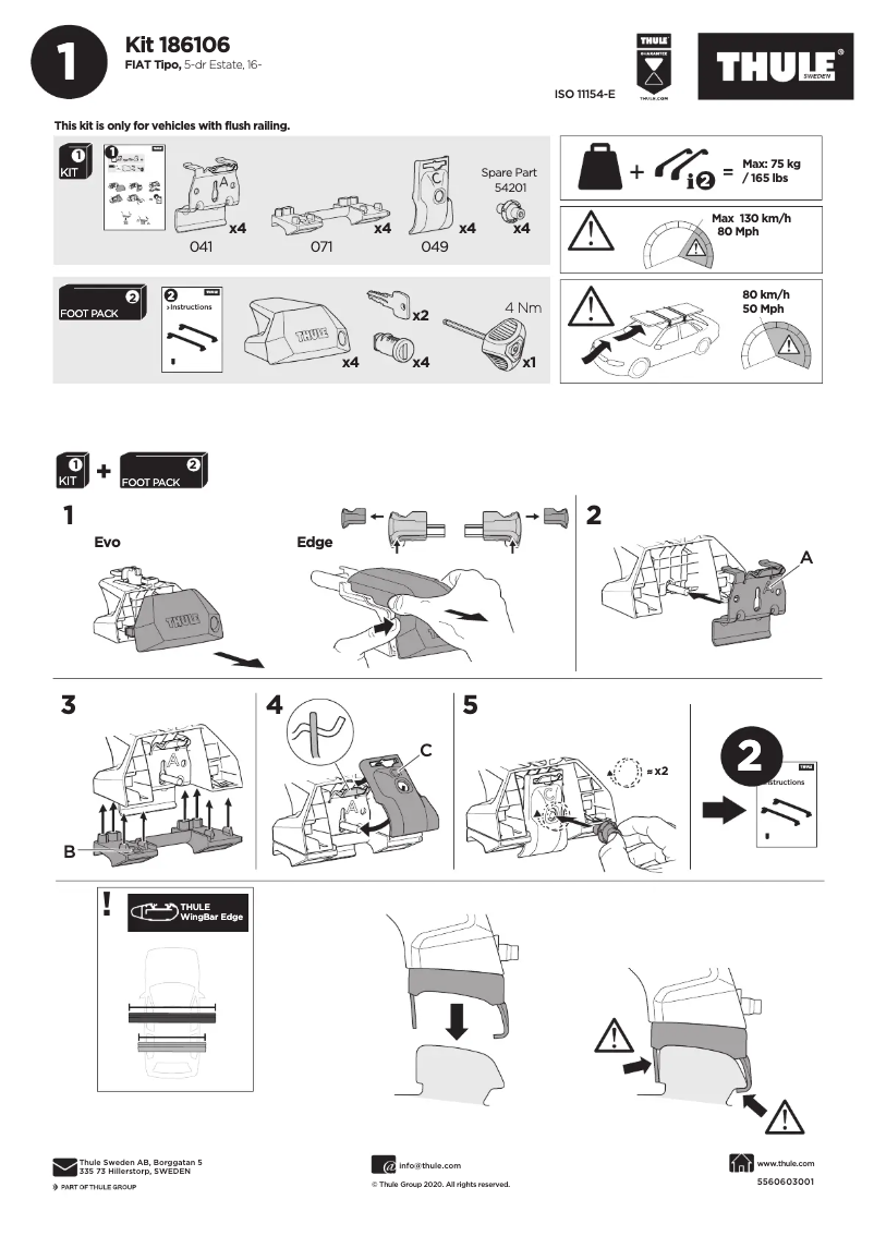 Page 1 de la notice Manuel utilisateur Thule Kit 186106