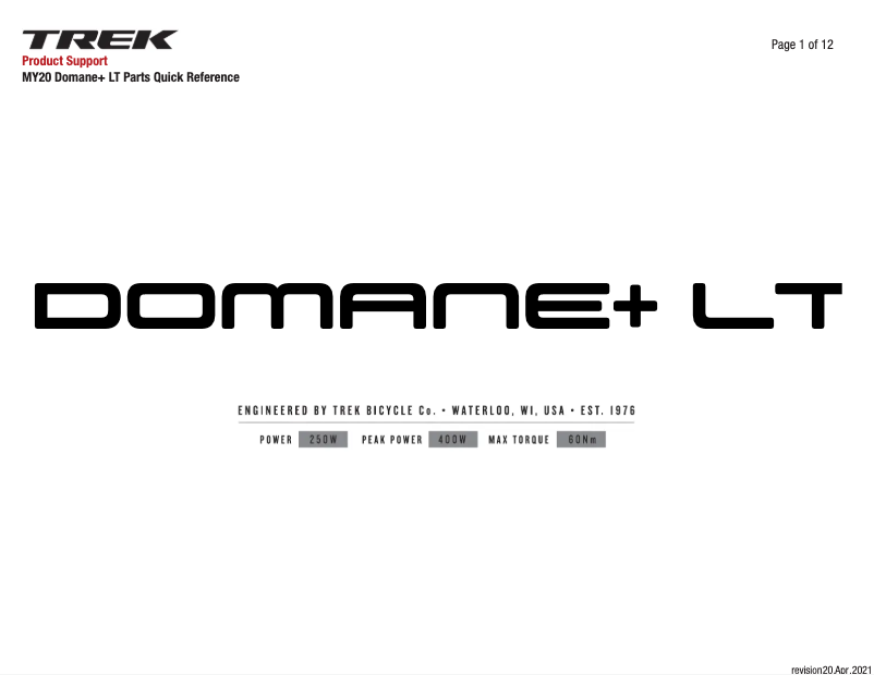 Page 1 de la notice Manuel utilisateur Trek Domane+ LT 7 Gen 2