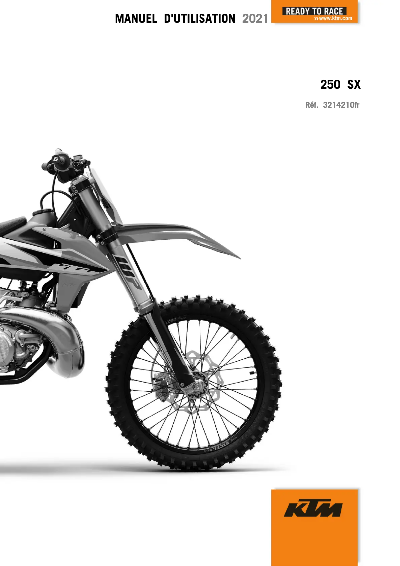Page 1 de la notice Manuel utilisateur KTM 250 SX (2021)