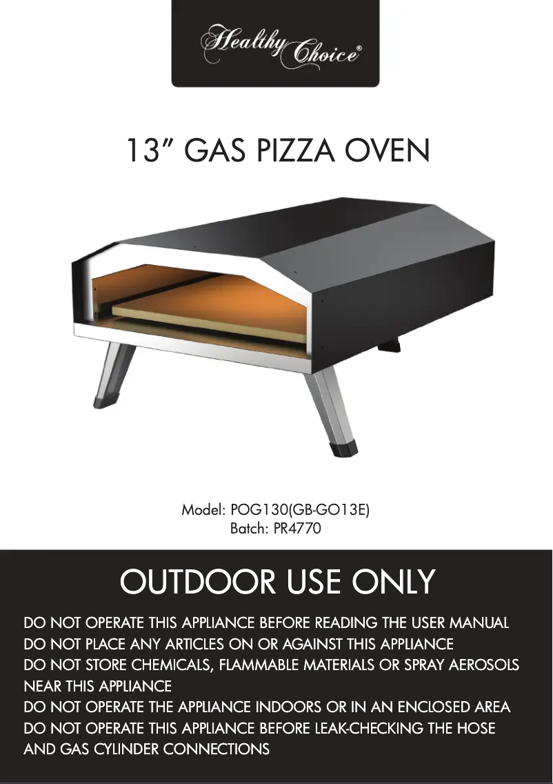 Page n°1 - Manuel utilisateur Healthy Choice POG130