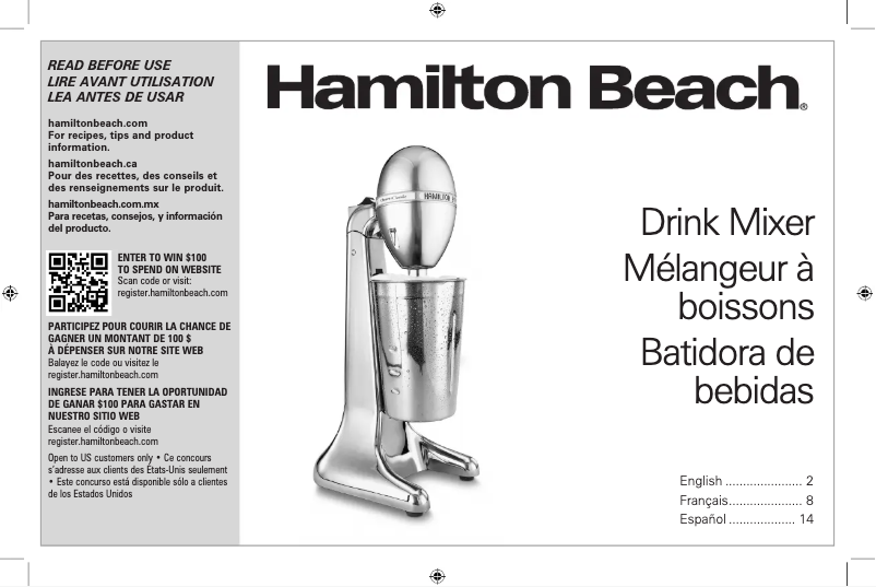 Page n°1 - Manuel utilisateur Hamilton Beach 732