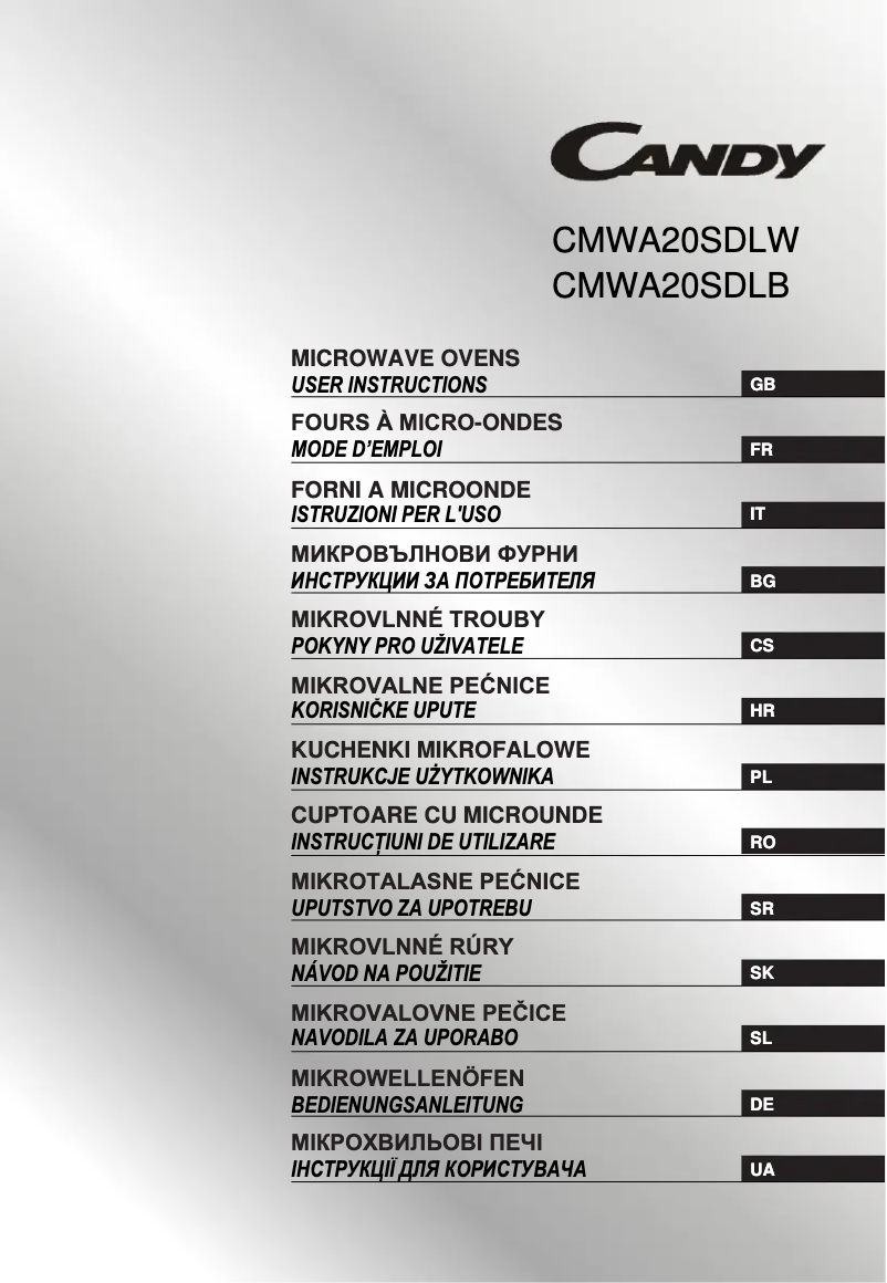 Page n°1 - Manuel utilisateur Candy CMWA20SDLW