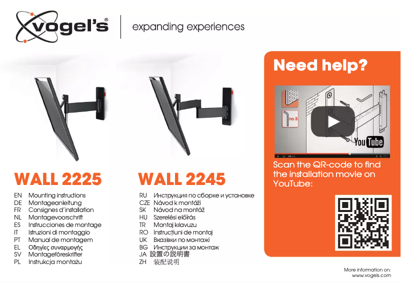 Page 1 of the manual User Manual Vogel's WALL 2225