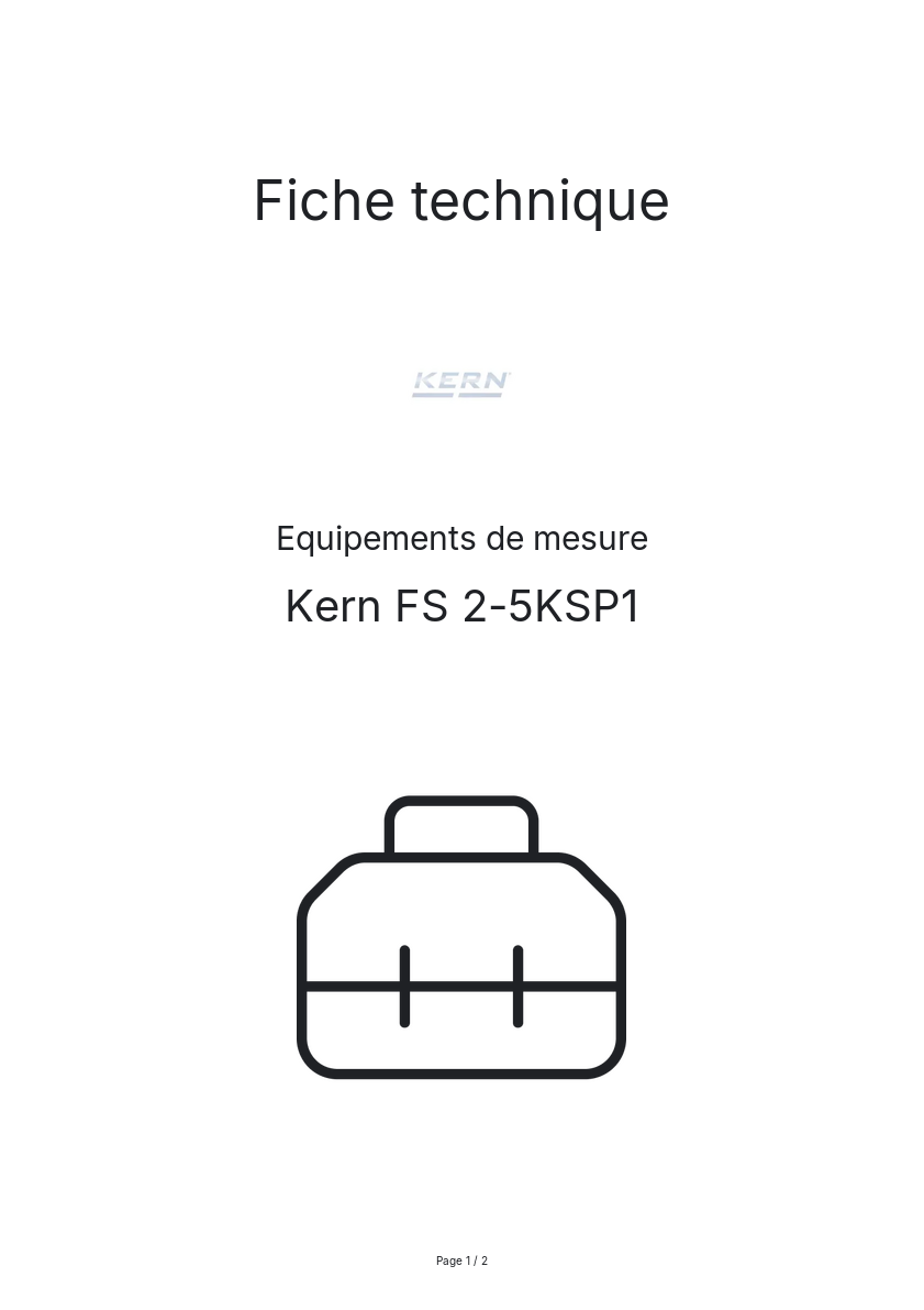 Page n°1 - Fiche technique Kern FS 2-5KSP1