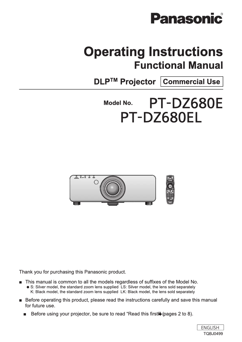 Image de la première page du manuel de l'appareil PT-DW640