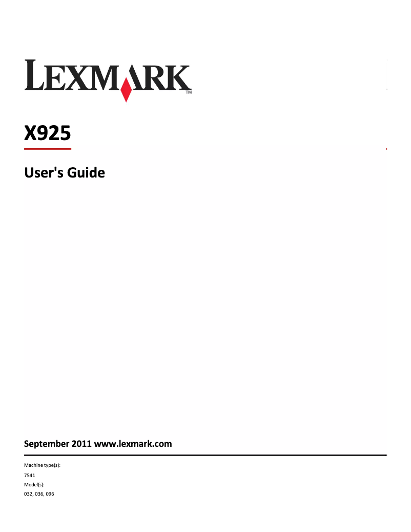 Page 1 de la notice Manuel utilisateur Lexmark X925DE4