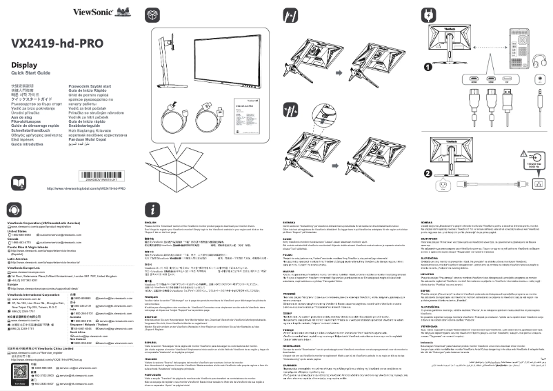 Page 1 de la notice Guide de démarrage rapide Viewsonic VX2419-HD-PRO-2
