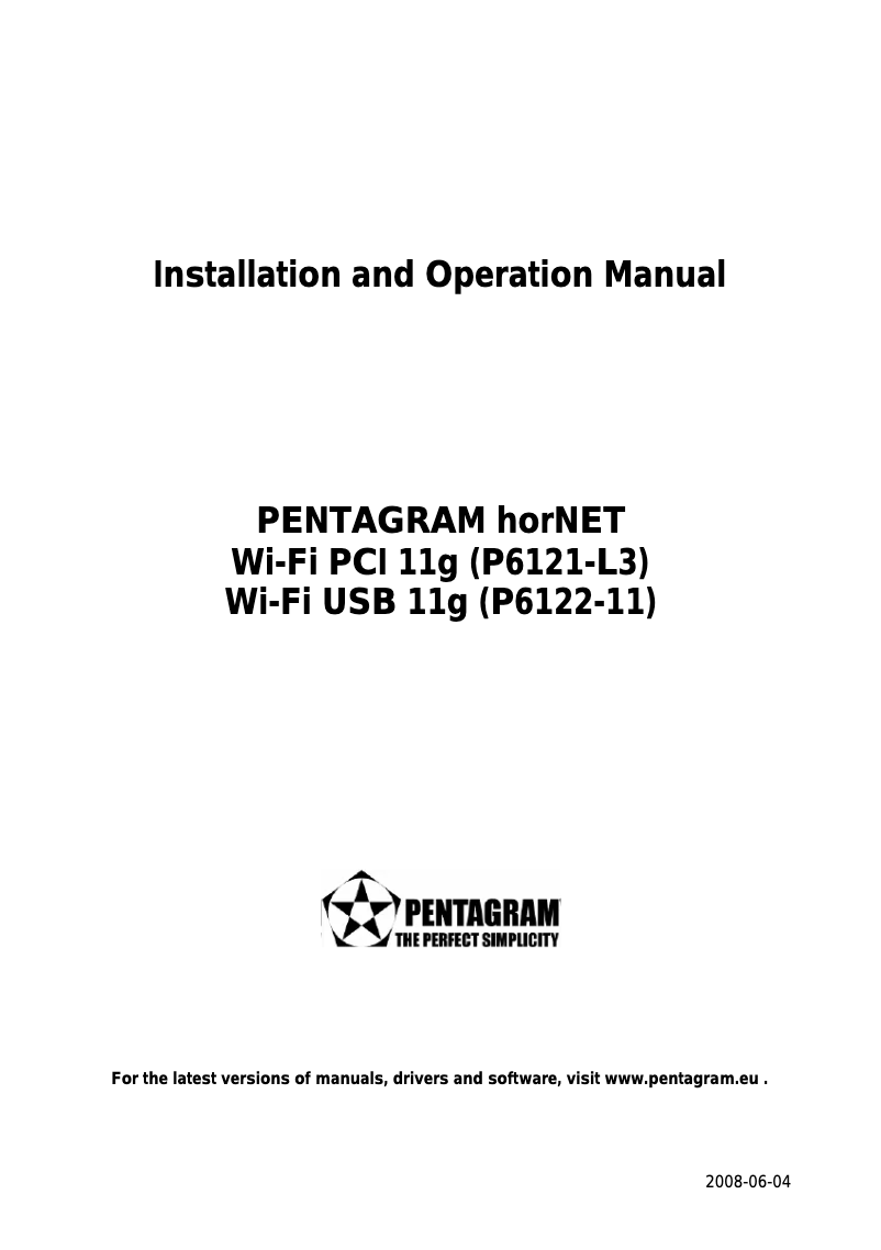 Page n°1 - Manuel utilisateur Pentagram P 6122-11
