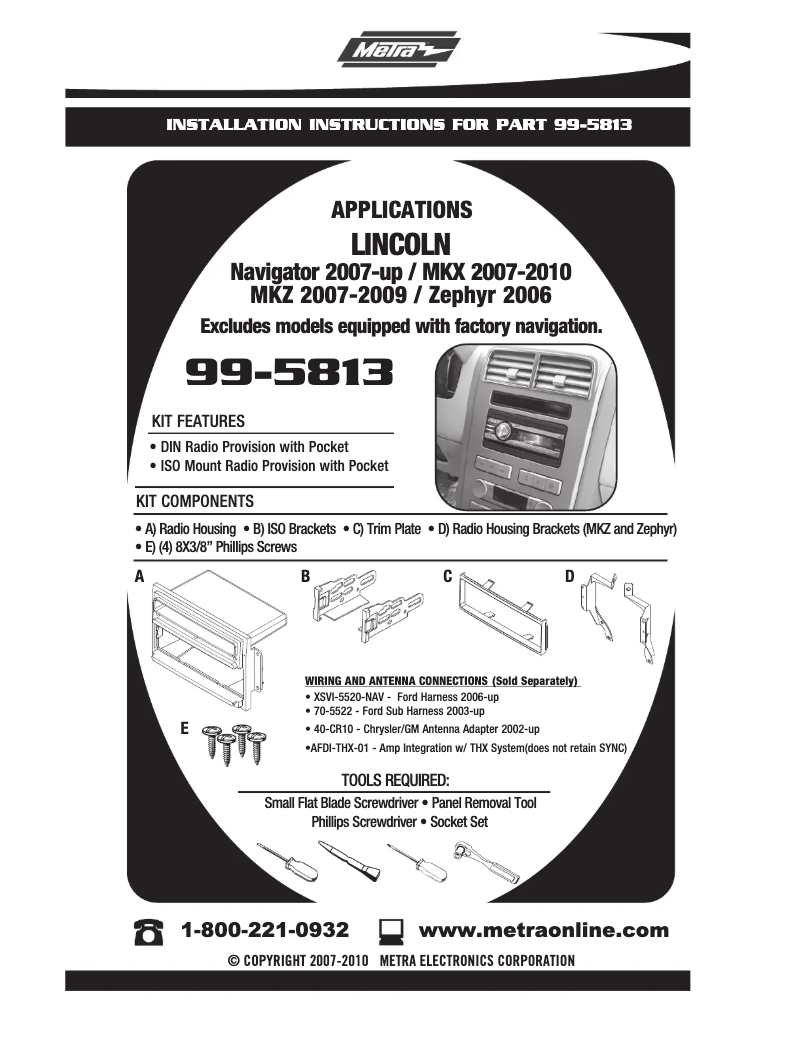 Page n°1 - Mode d'emploi Metra 99-5813